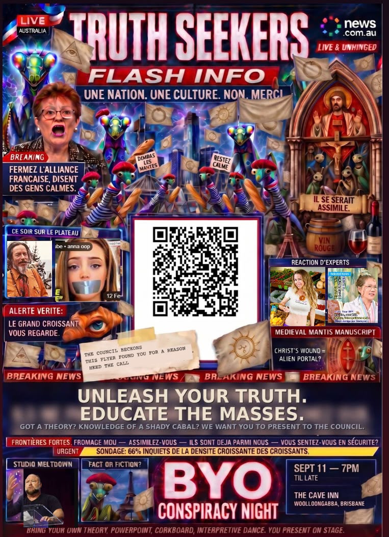 Truth Seekers Brisbane 2026 flyer — front